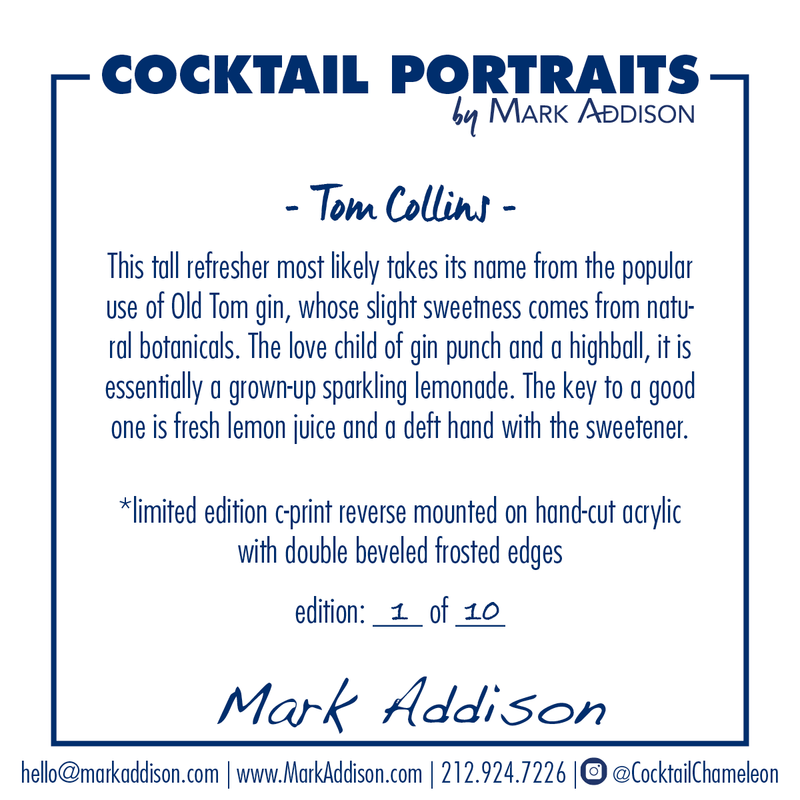Limited Edition Cocktail Portrait: Tom Collins signature plate