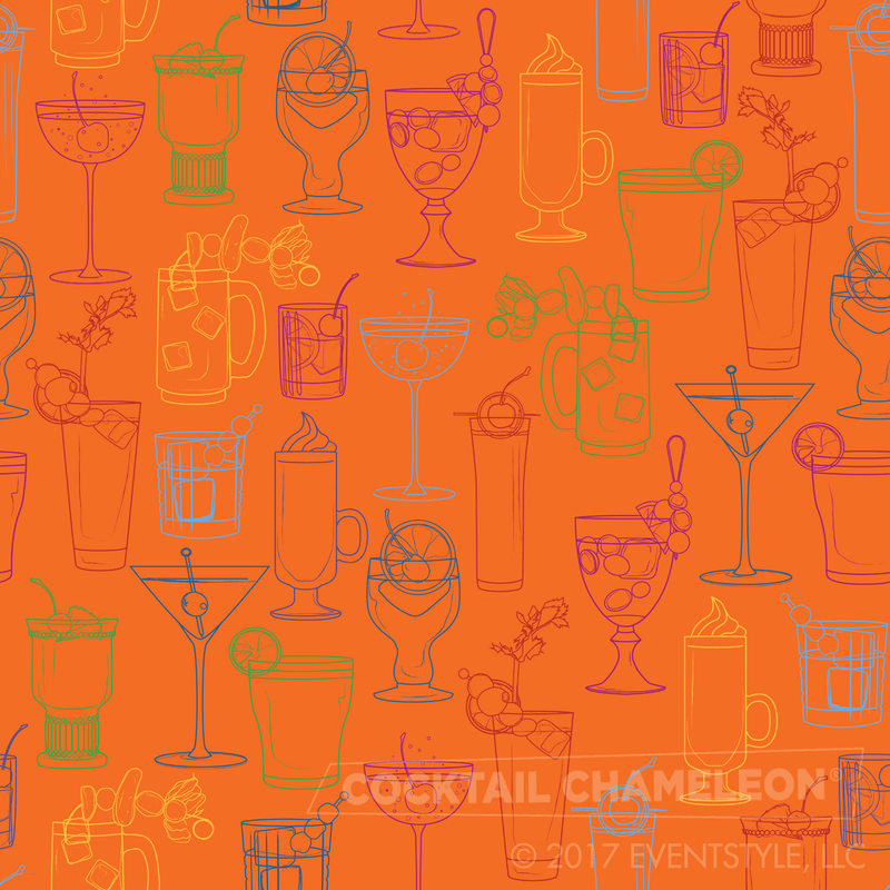 Cocktail Party Wallpaper - Orange Nectar - full pattern