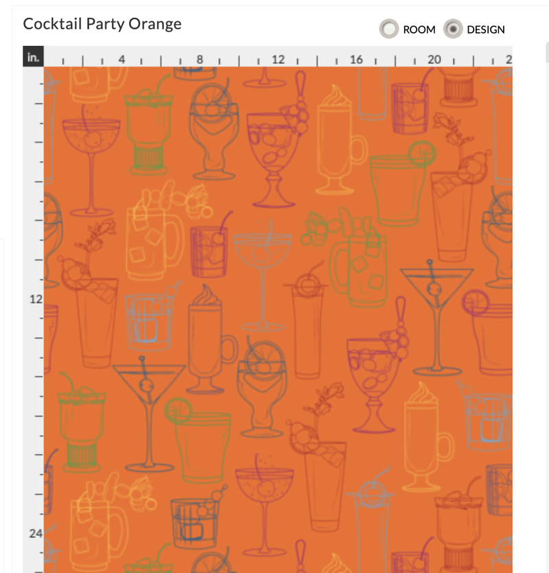 Cocktail Party Wallpaper - Orange Nectar - large pattern